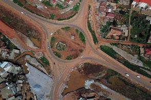 Aerial View Of Roundabout Under Construction On The Northern Bypass Project Kampala Uganda Gettyimages 1181396293